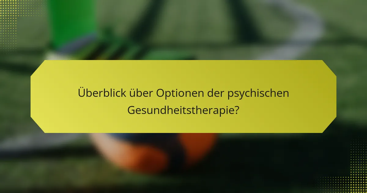 <h2>Optionen für die psychische Gesundheitstherapie: Untersuchung evidenzbasierter Techniken, Zugänglichkeit und personalisierte Unterstützung</h2>