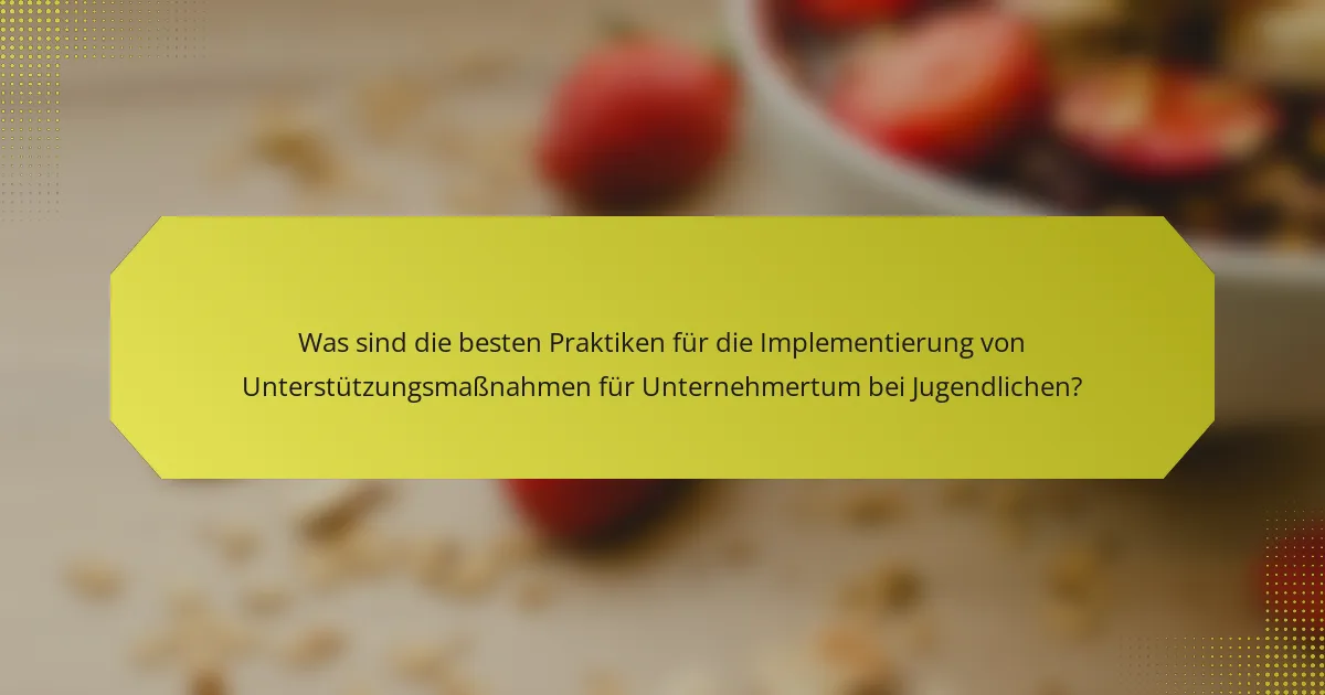 Was sind die besten Praktiken für die Implementierung von Unterstützungsmaßnahmen für Unternehmertum bei Jugendlichen?