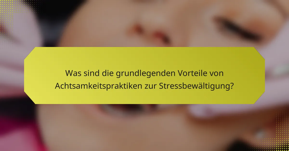 Was sind die grundlegenden Vorteile von Achtsamkeitspraktiken zur Stressbewältigung?