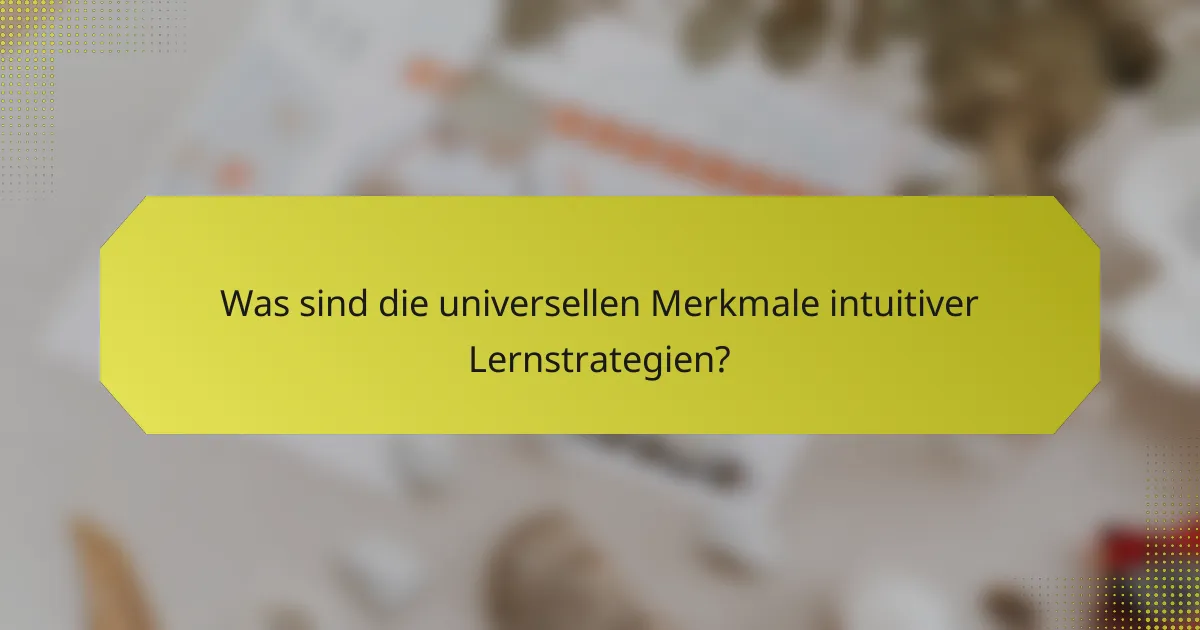 Was sind die universellen Merkmale intuitiver Lernstrategien?