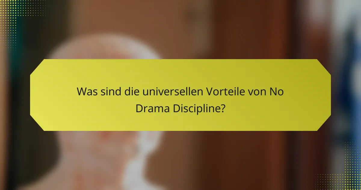 Was sind die universellen Vorteile von No Drama Discipline?