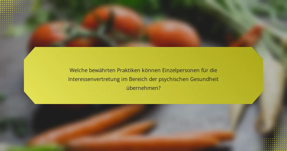 Welche bewährten Praktiken können Einzelpersonen für die Interessenvertretung im Bereich der psychischen Gesundheit übernehmen?