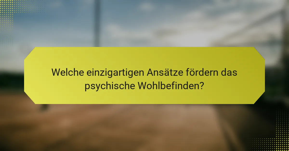 Welche einzigartigen Ansätze fördern das psychische Wohlbefinden?