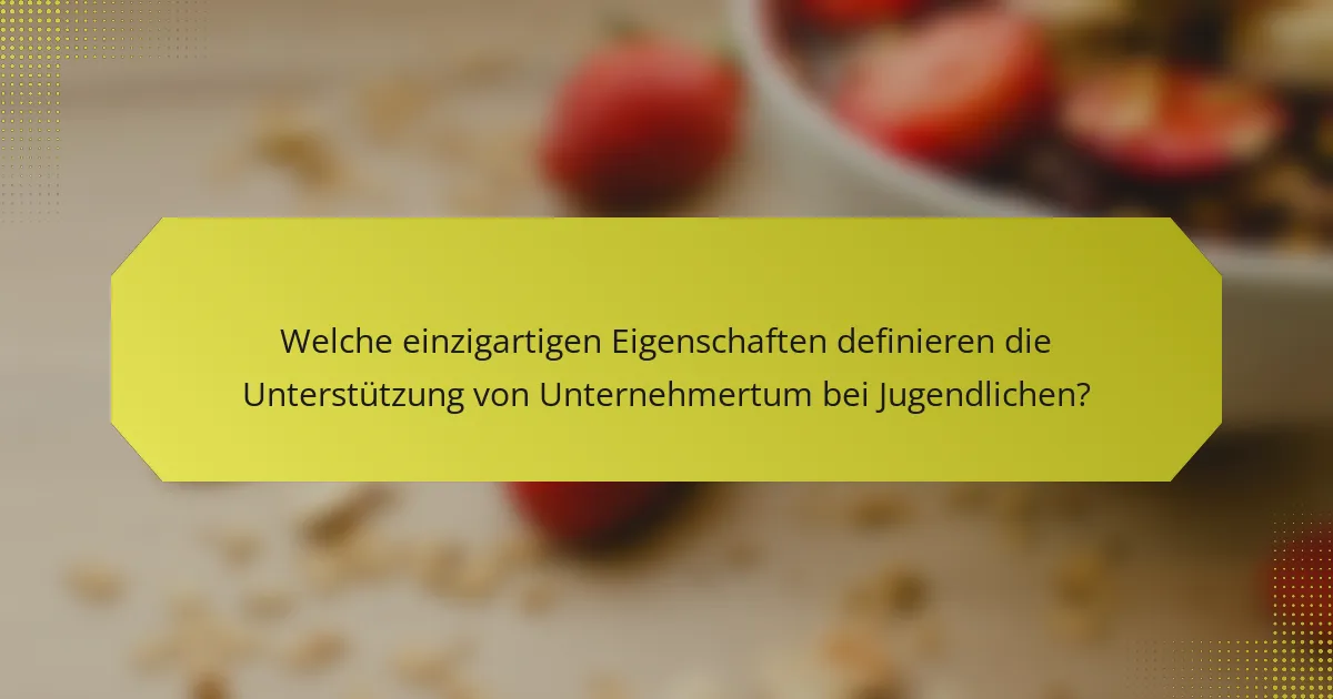 Welche einzigartigen Eigenschaften definieren die Unterstützung von Unternehmertum bei Jugendlichen?
