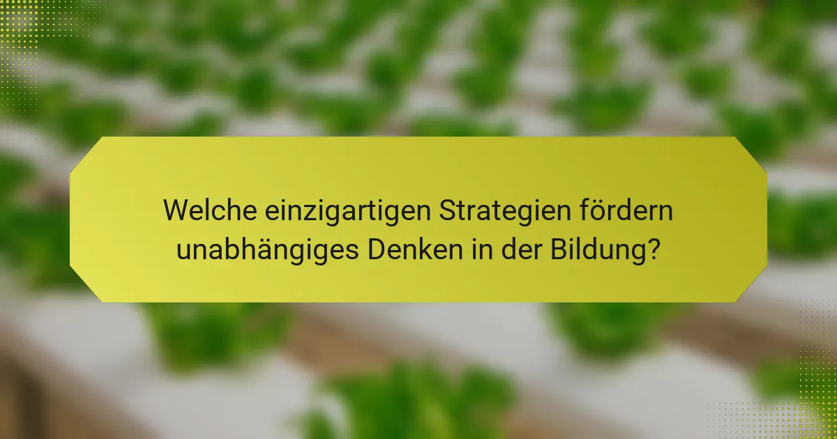 Welche einzigartigen Strategien fördern unabhängiges Denken in der Bildung?