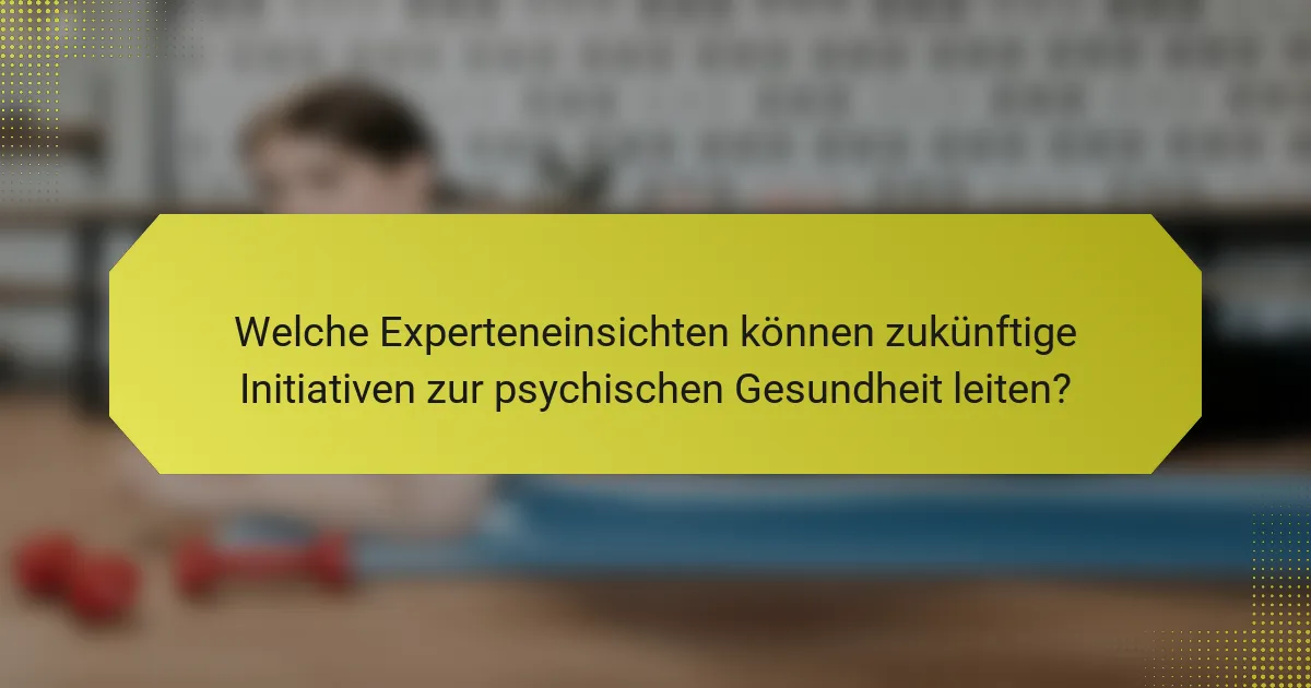 Welche Experteneinsichten können zukünftige Initiativen zur psychischen Gesundheit leiten?