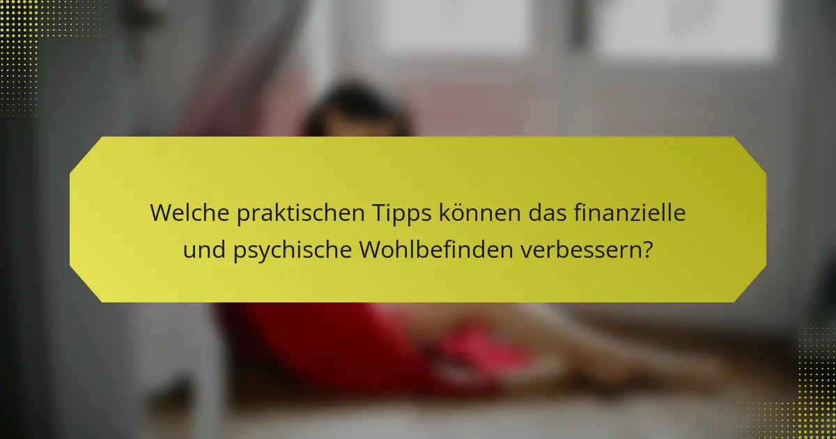 Welche praktischen Tipps können das finanzielle und psychische Wohlbefinden verbessern?